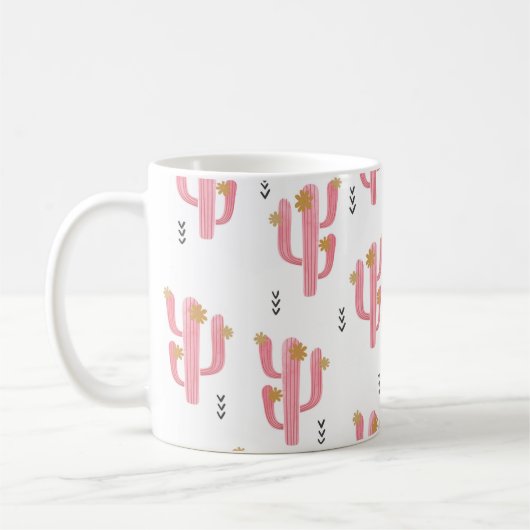 Seamless watercolor flowering cactus pattern. Vint コーヒーマグカップ (左)