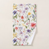 Seamless watercolor flowers pattern バスタオルセット (ハンドタオル)