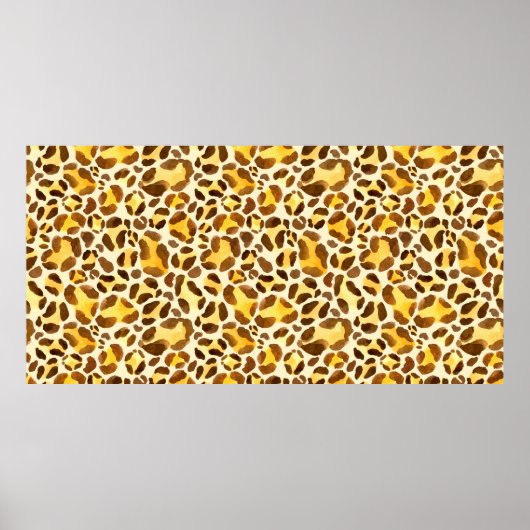Seamless watercolor leopard pattern ポスター (正面)