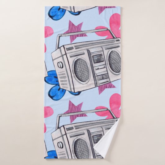 Seamless watercolor pattern in 90s style バスタオル (バスタオル)