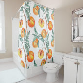 Seamless watercolor pattern with peaches on a whit シャワーカーテン (インサイチュ)