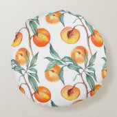 Seamless watercolor pattern with peaches on a whit ラウンドクッション (裏面)