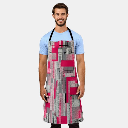 seamless watercolour digital patchwork pattern エプロン (着用した状態)