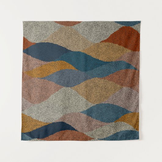 Seamless wavy pattern. Complicated hand-drawn orna タペストリー (正面)