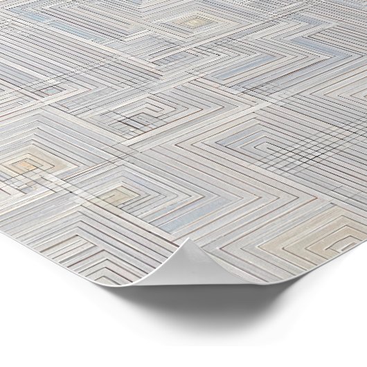 Seamless White Luminous Net Fabric Pattern ポスター (角)