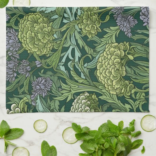Seamless William Morris style floral pattern キッチンタオル (折り畳み)