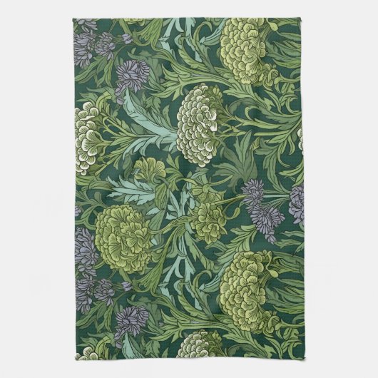 Seamless William Morris style floral pattern キッチンタオル (縦)