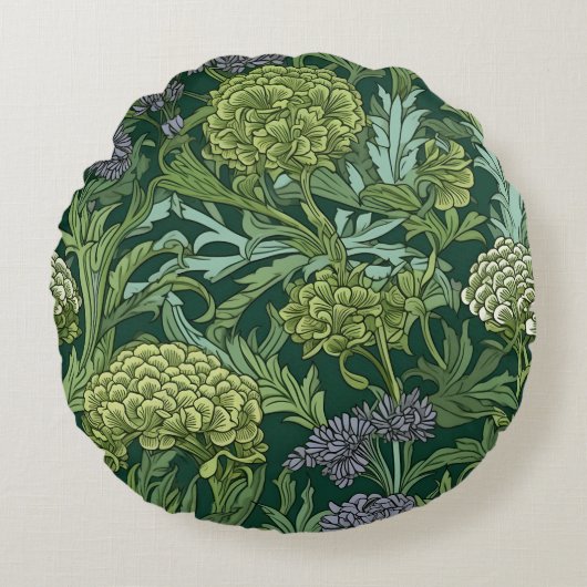 Seamless William Morris style floral pattern ラウンドクッション (正面)