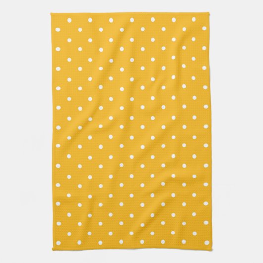 Seamless yellow-orange  polka dot  pattern  キッチンタオル (縦)