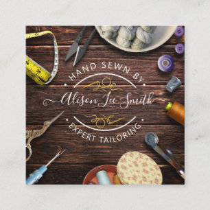 SeamstressまたはTailor Desk Hand Suitted Square Busin スクエア名刺
