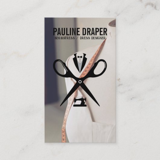 Seamstressテーラーロゴ |マネキン 名刺 (正面)