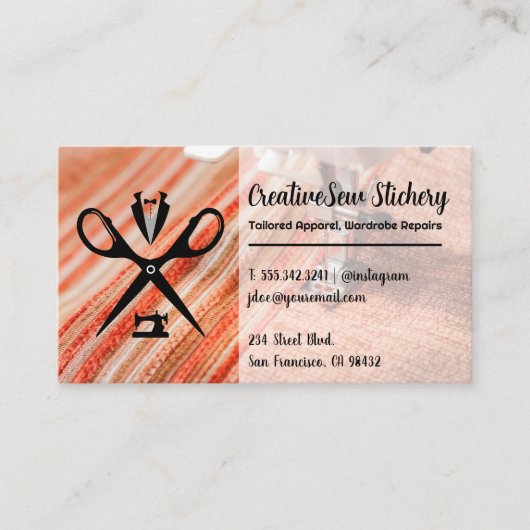 Seamstressロゴ |縫製ファブリック 名刺 (正面)