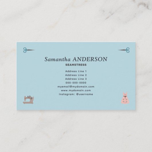 Seamstress & Alterations Services 名刺 (裏面)