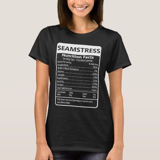 SEAMSTRESS Nutrition Facts皮肉なグラフィック Tシャツ (正面)