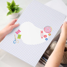 Seamstress Sewing  Gingham Grey