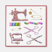 Seamstress Sewing Machine Scissors Thread Tailor マグネット (正面)