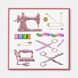 Seamstress Sewing Machine Scissors Thread Tailor マグネット