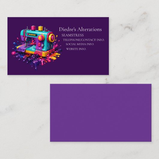 Seamstress Tailor Dressmaker Business Card 名刺 (正面/裏面)