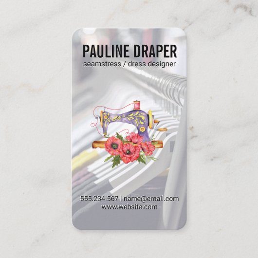 Seamstress | Tailor | Vintage Sewing Machine 名刺 (正面)