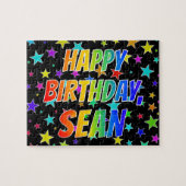 "SEAN"名、おもしろい"ハッピーバースデー" ジグソーパズル (横)