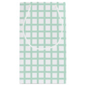 seaoam mint green white squaregrid pattern gift スモールペーパーバッグ (裏面)