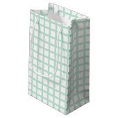 seaoam mint green white squaregrid pattern gift スモールペーパーバッグ (裏面アングル)