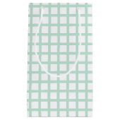 seaoam mint green white squaregrid pattern gift スモールペーパーバッグ (正面)