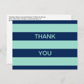 Seaooamグリーンとネイビーストライプズありがとうはがき ポストカード (正面/裏面)