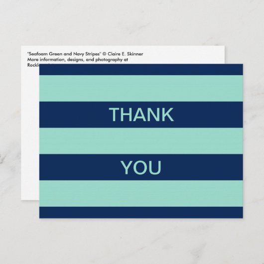 Seaooamグリーンとネイビーストライプズありがとうはがき ポストカード (正面/裏面)