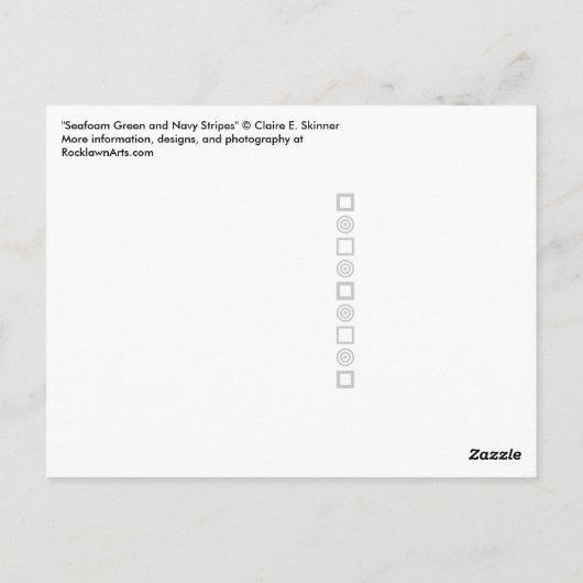 Seaooamグリーンとネイビーストライプズありがとうはがき ポストカード (裏面)