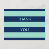 Seaooamグリーンとネイビーストライプズありがとうはがき ポストカード (正面)