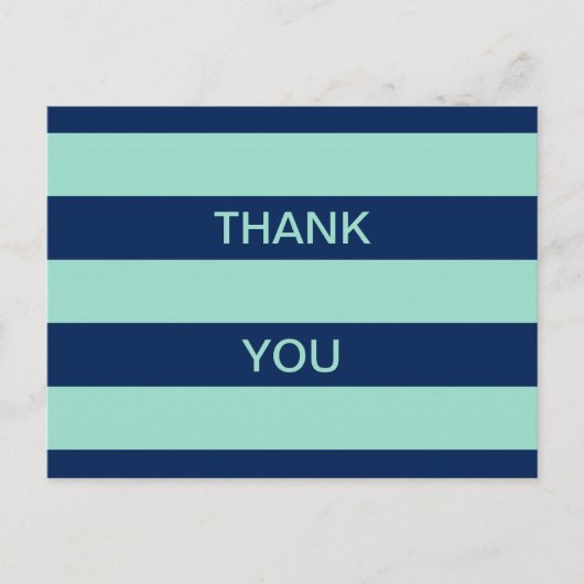 Seaooamグリーンとネイビーストライプズありがとうはがき ポストカード (正面)