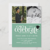 Seaooamグリーンホイエレガントルオーバーレイ写真卒業 招待状 (裏面)