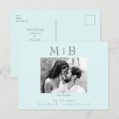 Seaooam B/Wカップル写真ウェディング日付を保存 ポストカード (正面/裏面)