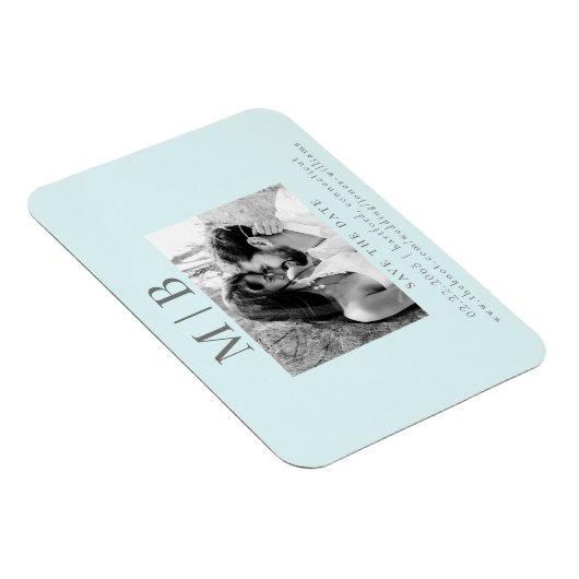 Seaooam B/Wカップル写真ウェディング日付を保存 マグネット (右側)