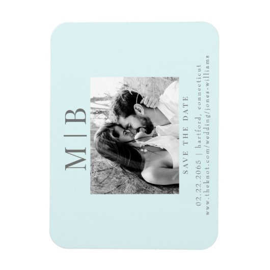 Seaooam B/Wカップル写真ウェディング日付を保存 マグネット (縦)