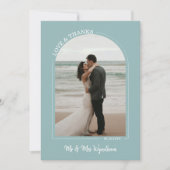 Seaooam Blue Archの結婚写真の愛感謝していと サンキューカード (正面)