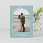 Seaooam Blue Archの結婚写真の愛感謝していと サンキューカード (スタンド正面)