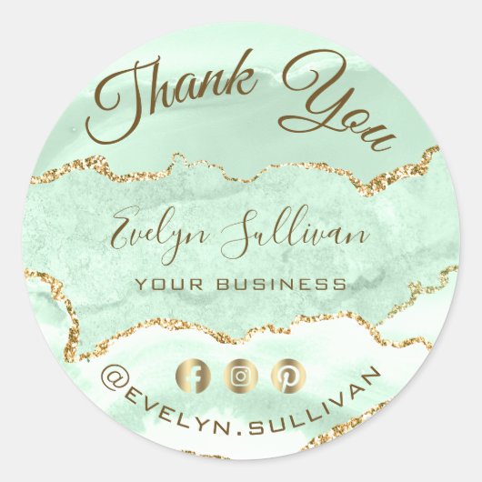 Seaooam Green Agateありがとう ラウンドシール (正面)