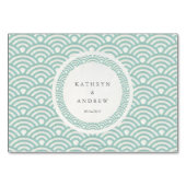 Seaooam Green+White Stylized Waves Place Name Card テーブルナンバー (裏面)
