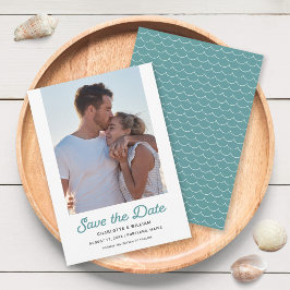 Seaooam Waves Photo Save the Date Card セーブザデート