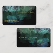Seaoooamグリーン流体インク抽象芸術オンブラック 名刺 (正面/裏面)