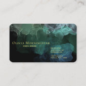 Seaoooamグリーン流体インク抽象芸術オンブラック 名刺 (裏面)