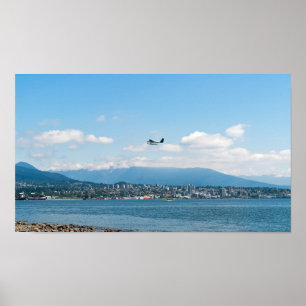 Seaplane taking off over Vancouver bay ポスター