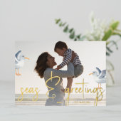 Seas and Greetings Beach Theme Photo Sand 箔シーズンカード (立ち正面)
