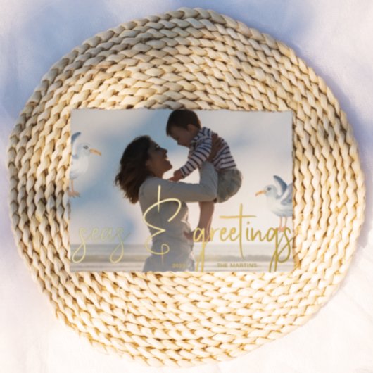 Seas and Greetings Beach Theme Photo Sand 箔シーズンカード