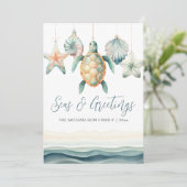 Seas & Greetings Watercolor Coastal Christmas シーズンカード (スタンド正面)