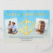 Seas N Greetingsクリスマス航海のいかり写真 箔シーズンカード (正面)
