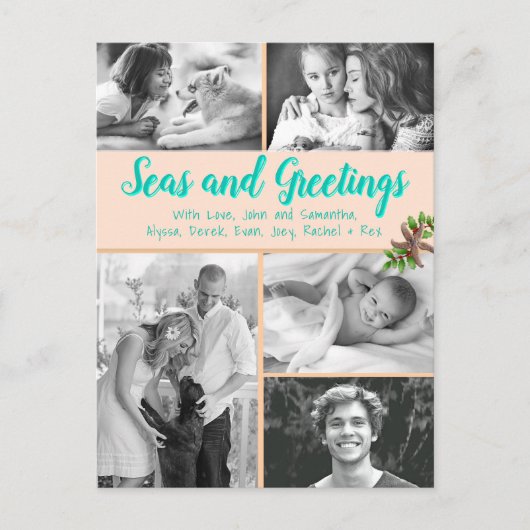 Seas n Greetingsファミリーフォトコラージュ ポストカード (正面)