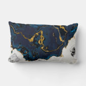 Seas of Emerald Gold blue yellow marble ランバークッション (裏面)